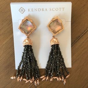 MISHA Statement Beaded Earring in Brown Pearl